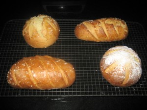 Rack with baked loaves