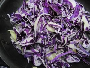 Cabbage and Onions in Pan