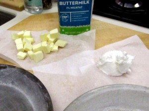 Prepared pans with butter and Crisco
