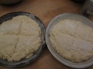 Cross cut into dough