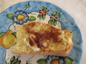 Slice with butter and apple butter